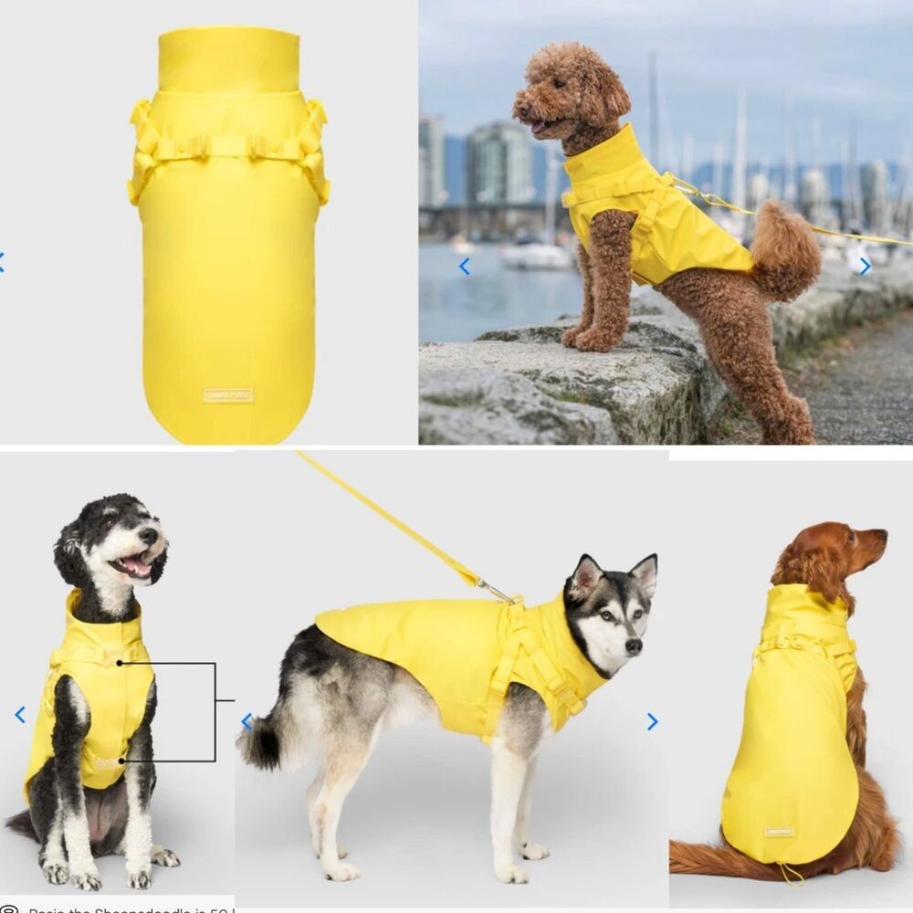 NWT Canada Pooch Dog Harness Raincoat 2 in 1 Pet Jacket -‎ Rubber Ducky Yellow